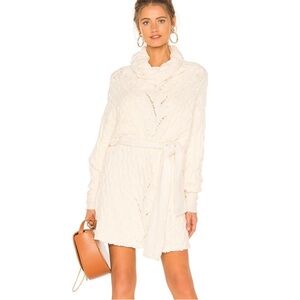 Free People For The Love Of Cables Cowl Neck Dress S
